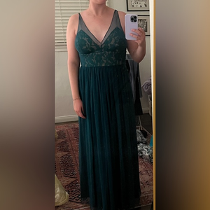 NWT Anthropologie‎ Hitherto Brit Dress Green Emerald Lace Tulle Dress BHLDN